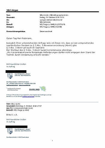 Landesamt für Umwelt und Arbeitsschutz bestätigt Verdünnungsverbot
