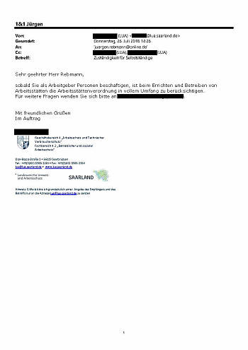 Arbeitsstättenverordnung ist anzuwenden